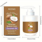 ROZINO Coconut Hair Removal Cream – Fast-Acting, Hypoallergenic Formula for Lips, Legs, Arms & Underarms